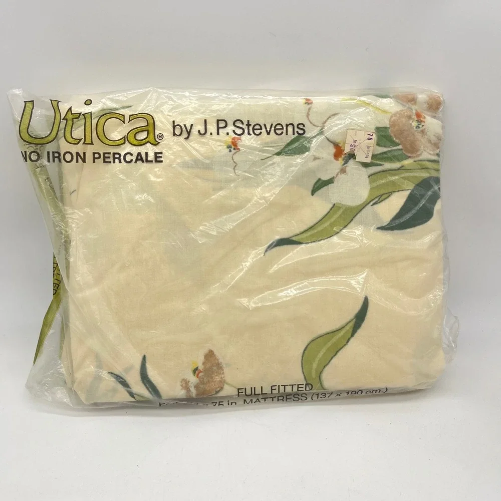 Utica J.P. Stevens Vintage Narcissus Floral Full Fitted Sheet No Iron Percale‎